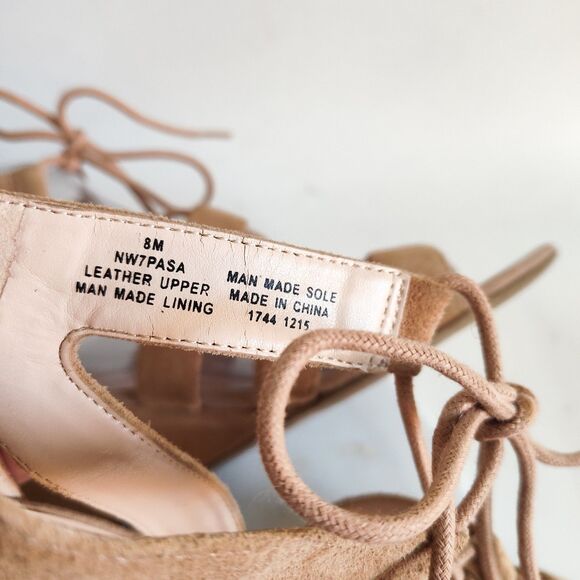 Nine West Sandals Size 8 M Wedge Gladiator Strappy Beige Lace-up Zip Neutral - Picture 8 of 11